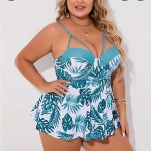 Women’s tropical print two piece bathing suit